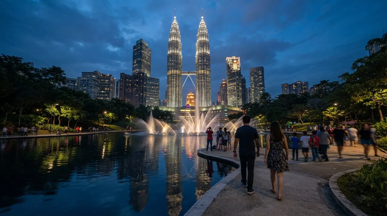 KLCC, Kuala Lumpur: Torres, luz de parque y comodidad de horizonte